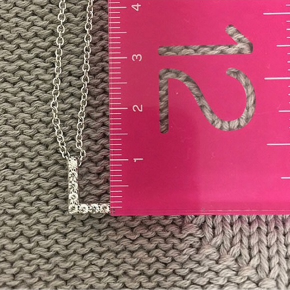 Rhodium/Sterling Silver Cubic Zirconia Initial Letter Necklaces-Boutique - Picture 3 of 8